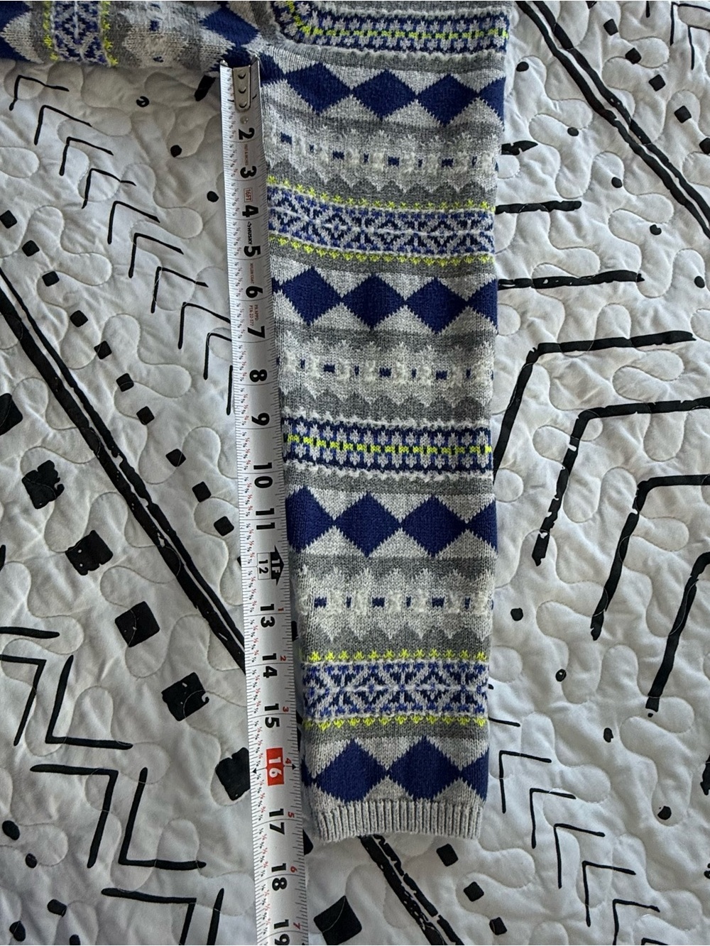 Style & Co. Gray and Navy Fair Isle Sweater - Picture 6 of 8
